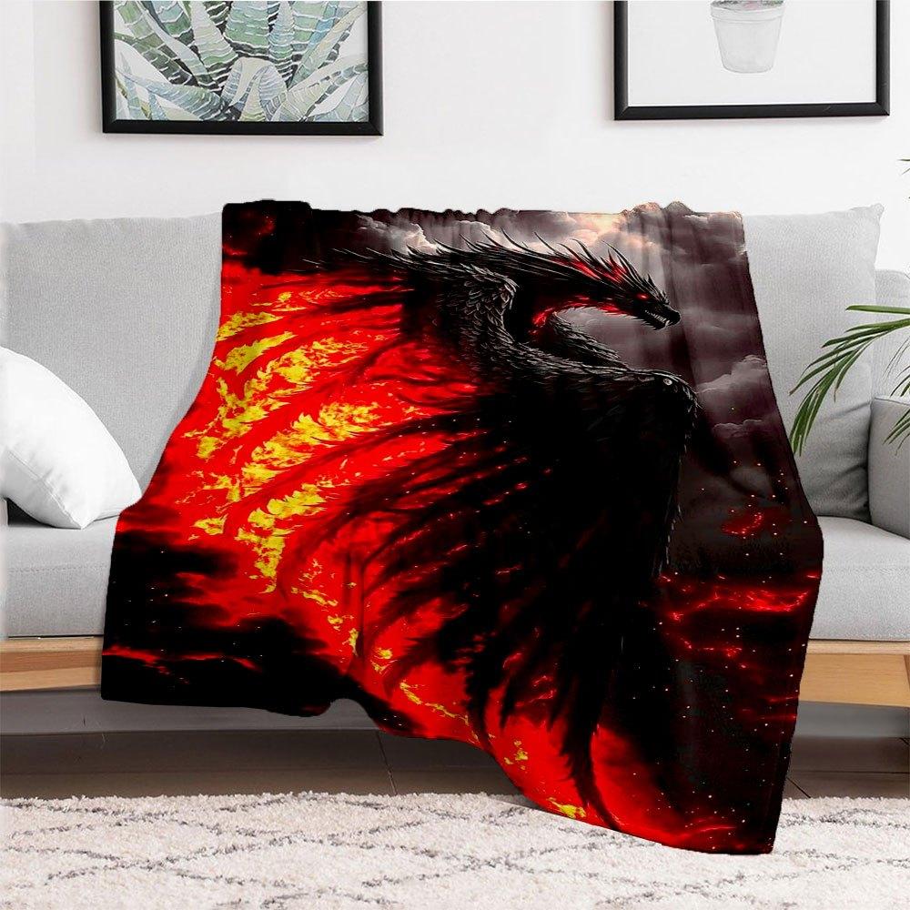 "Fiery Phoenix Wall Art: Fantasy Dragon Decor for Your Home"Blanket Flannel Throw Blanket for Sofa, Bed, Travel, Camping, Office