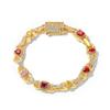 New Colorful Cubic Zirconial Geometric Diamond Necklace Women's 18K Plated Gold Red/Yellow/Pink Iced Out Chain Hip Hop Jewelry