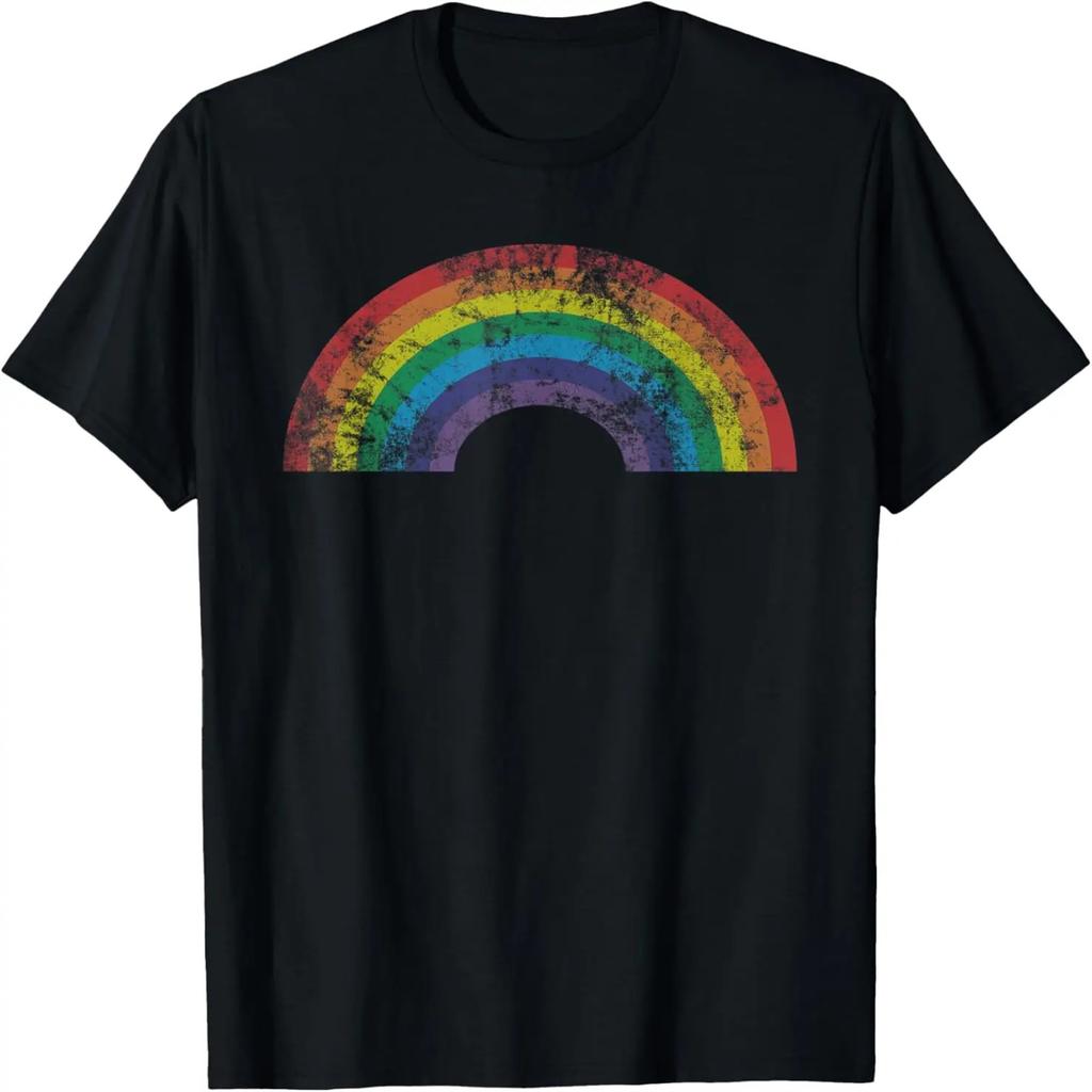 Rainbow Vintage Retro 60's 70's 80's Style Gay Pride Gift T-Shirt