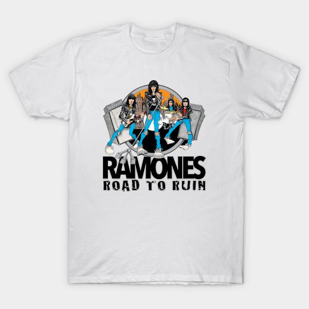 Men Black Print T-shirt Ramones No-Cut Transfer Paper Print Cotton Tshirt