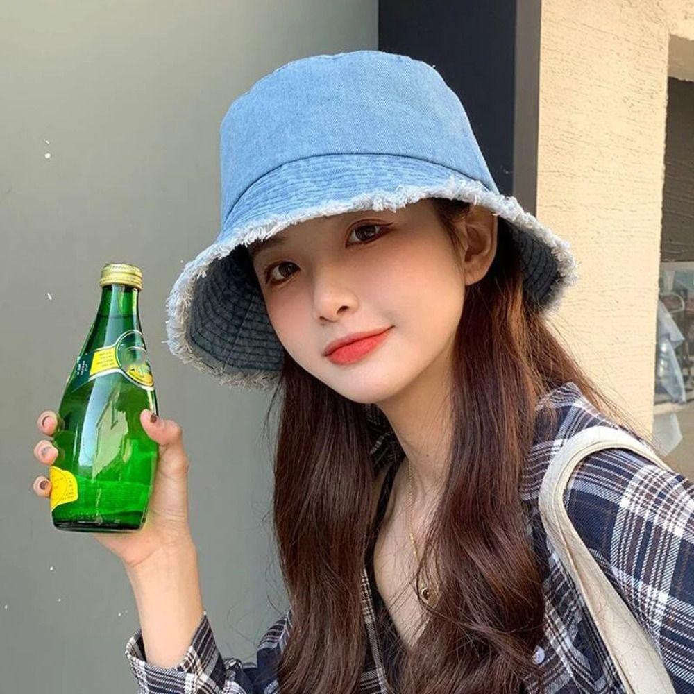 Cotton Bob Panama Bucket Hat Jeans Reversible Fisherman Hat Fashion Fishing Sun Hat Men Women