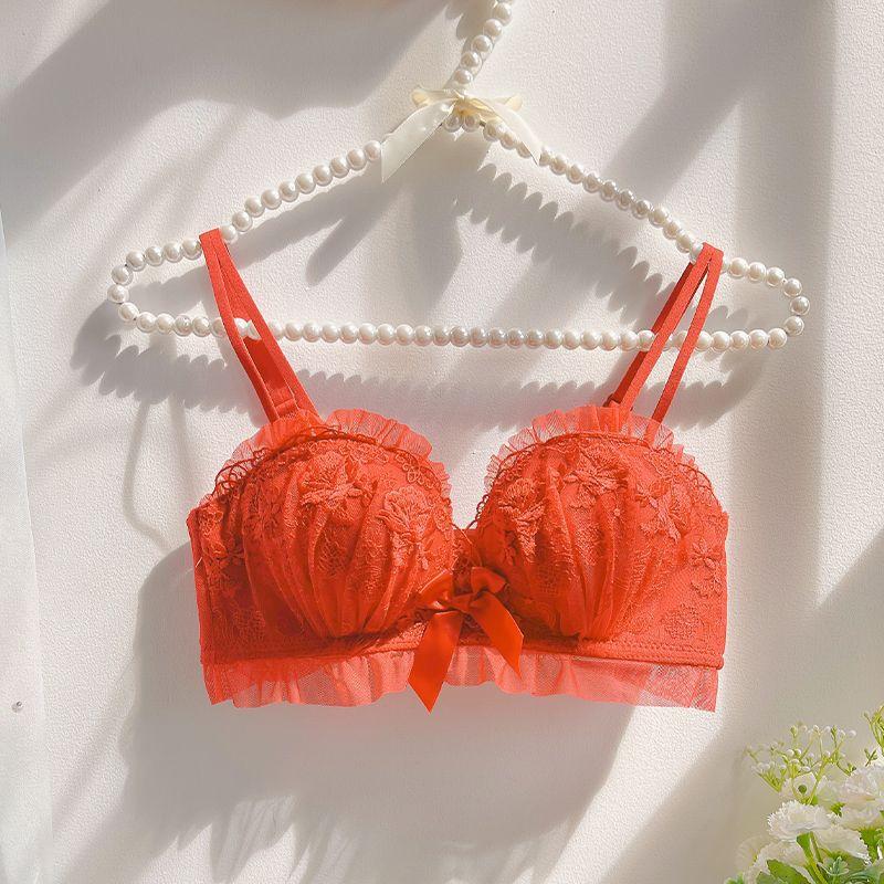 Women's Sexy Lace Wireless Bra Push Up for Small Bust Thickened Chest Lifting Adjustable Underwear for Teens