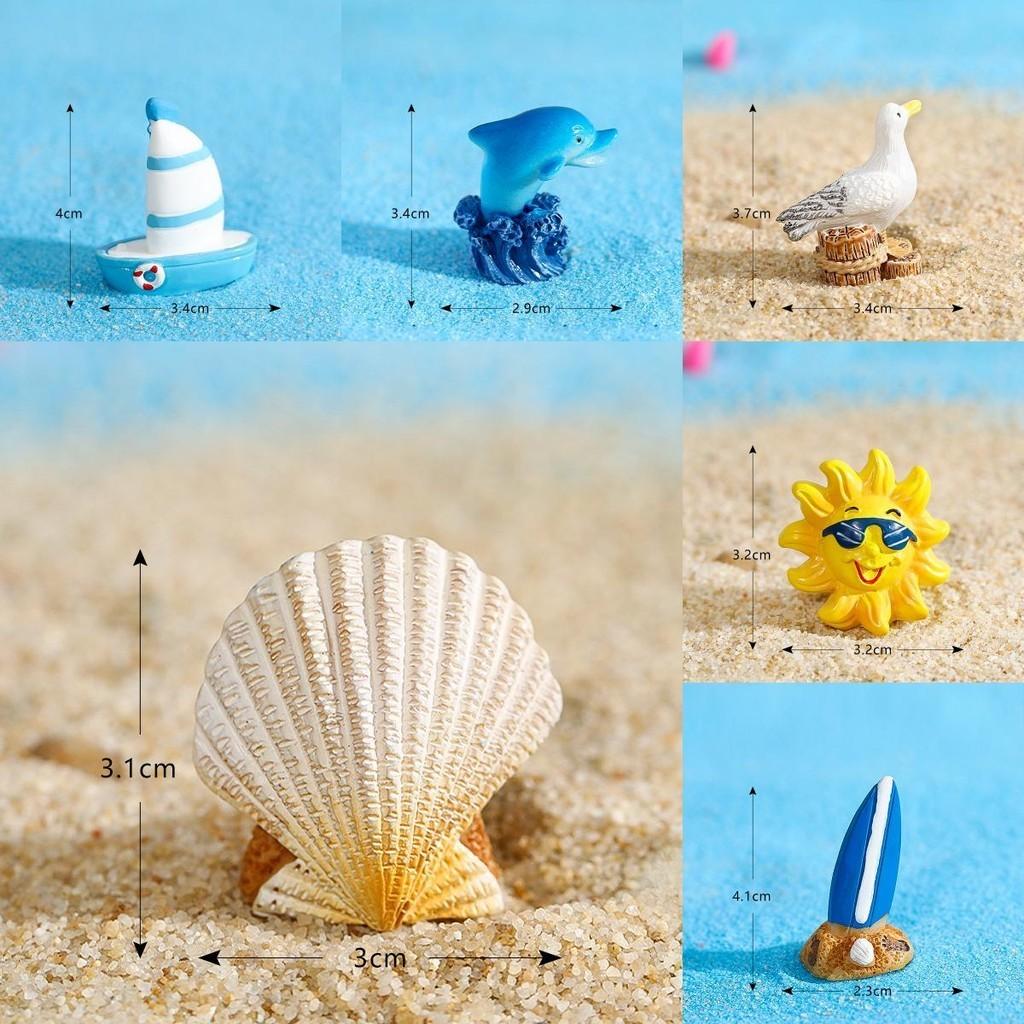 Charming Resin Surfboard Sailboat Seagull Seashell Beach Decor Miniatures Modern