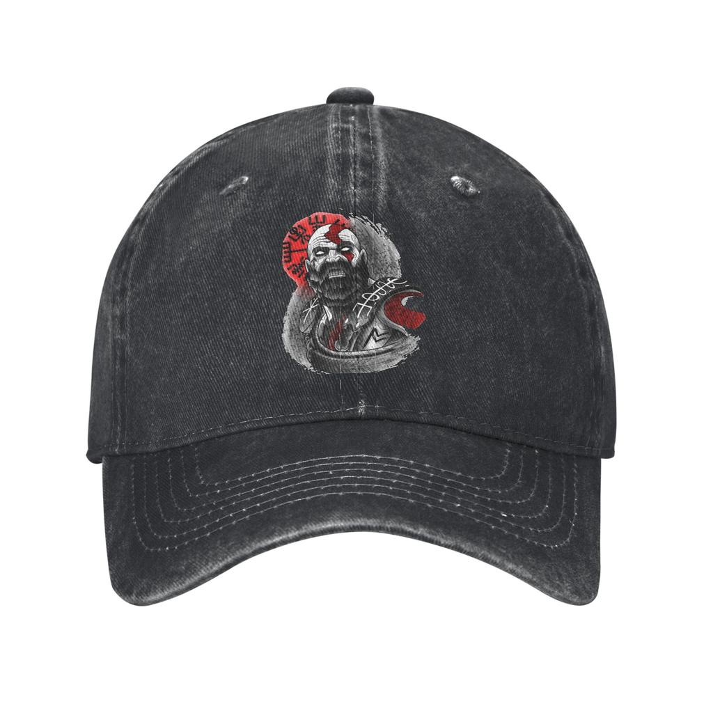 Vintage God of War Game Kratos and Son Baseball Cap for Unisex Women Distressed Denim Sun Cap All Seasons Travel Adjustable Hat Cap