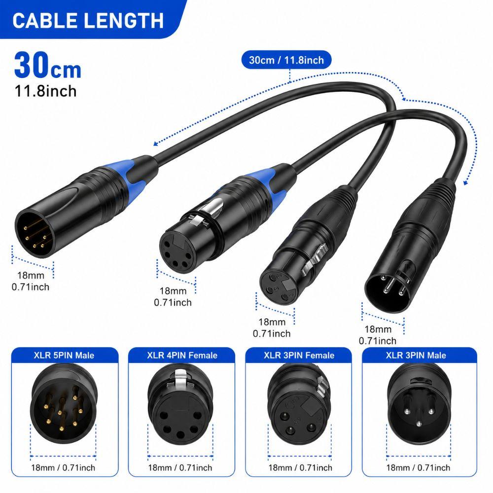 Male Female DMX Cable XLR3P to XLR5P Stage Light Cable XLR Connector Cable Stage Lights
