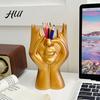 Abstract Face Design Plastic Pen Holder Creative Sculpture Large Capacity Art Supplies Organizer Desktop for Pens Erasers Crayons Markers Makeup Brush
