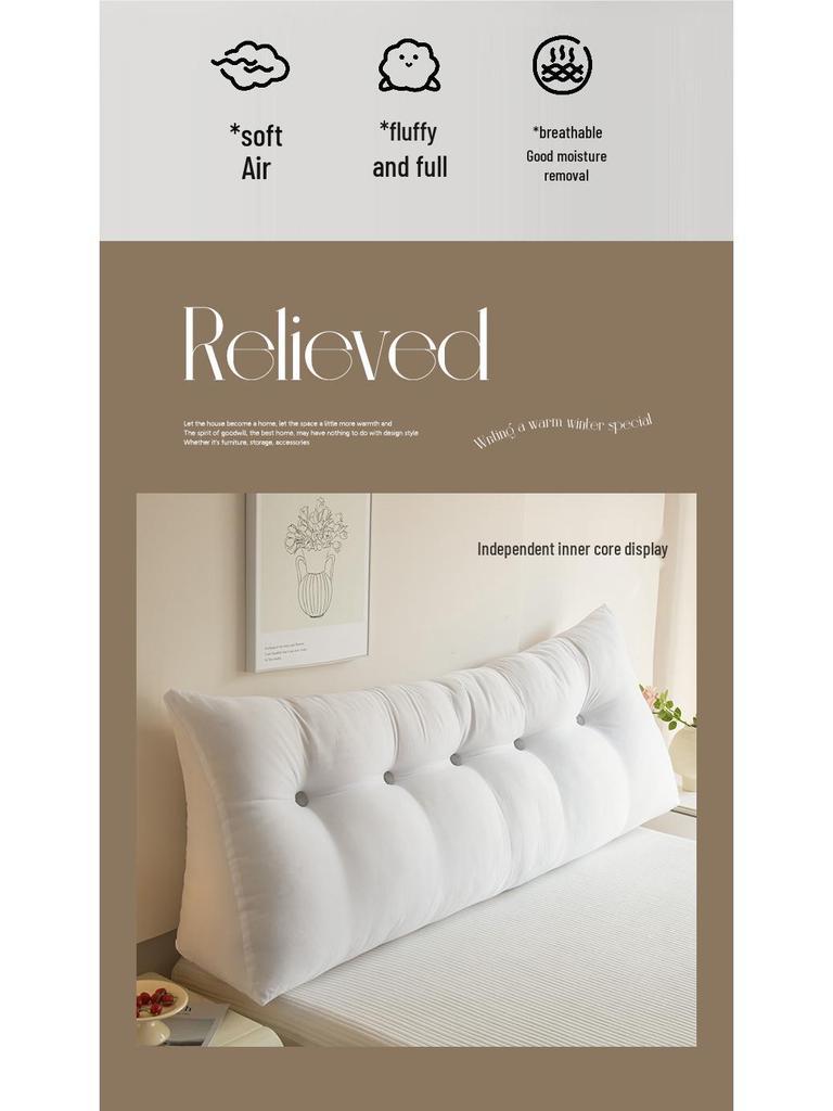 Removable & Washable Leather Velvet Triangle Headboard Cushion Pillow with Soft Lumbar Backrest for Sofa and Dormitory