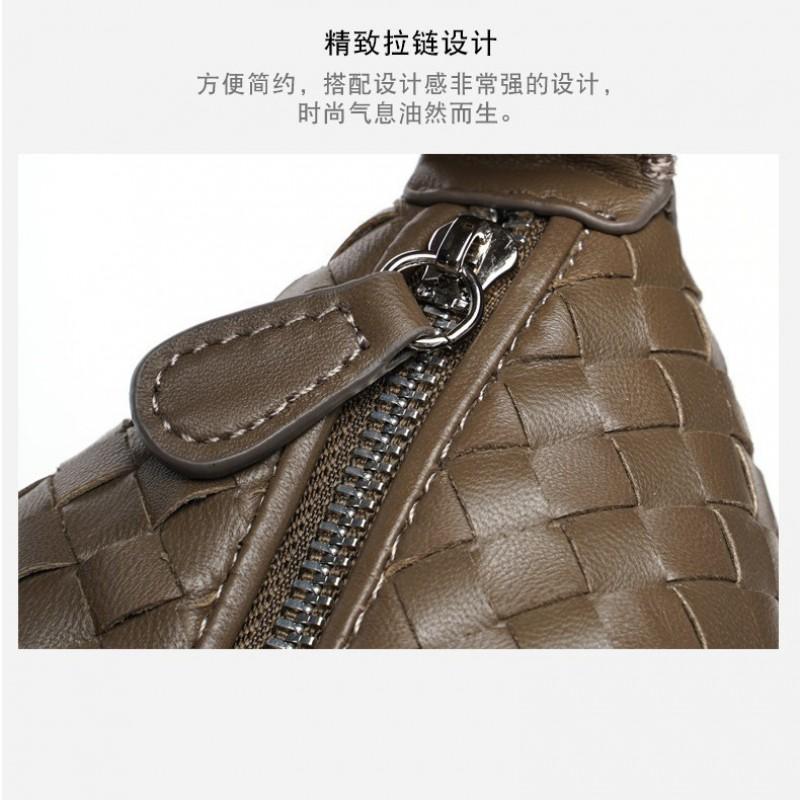 Handwoven Genuine Lamb Leather Pillow Bag Women Medium Size Crossbody Tote With Chain Strap Daily Use