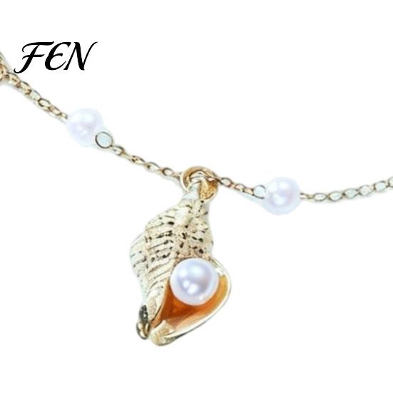 Hypoallergenic Ankle Chain Ocean Starfish Conch Charm Anklet, Adjustable Faux Pearl Alloy Bracelet for Women, Beach Foot Jewelry Lightweight
