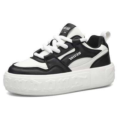 Весна Новые Универсальные Модные Тренд Толстоподошвенные Кроссовки Низкие Шнуровка Белые Кроссовки Спортивная Повседневная Обувь Кожаная Обувь