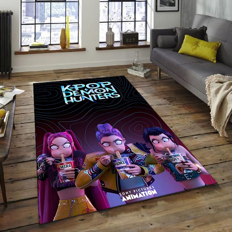 1pc KPop Demon Hunters1 Design Area Rug - Non-Slip, Soft & Cozy Floor Mat for Living Room, Bedroom, Office - Indoor/Outdoor Decorative Carpet