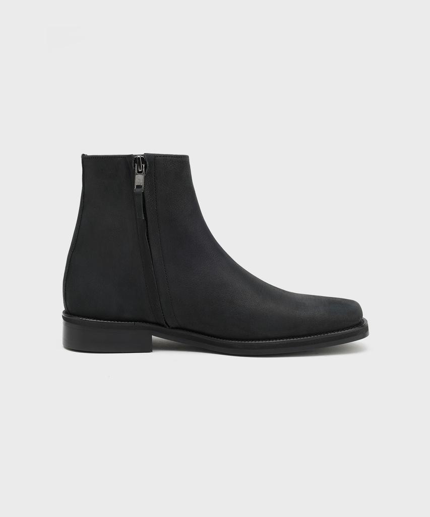 Firenze Atelier [Vibram] Minimal Semi-Square Zip-Up Boots 7430-Z [Natural Black]
