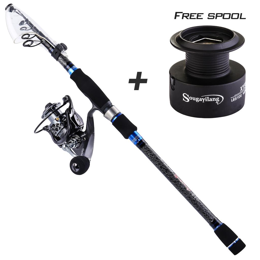 Телескопическая приманка, удочка из углеродного волокна, 2,4-3,0 м, удочка, спиннинговая рыболовная катушка и бесплатная катушка