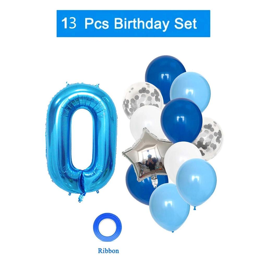 Воздушные шары на день рождения для мальчика с синим воздушным шаром с номером, украшение для дня рождения, детские юбилеи 1/2/3/5/6/8/9 лет