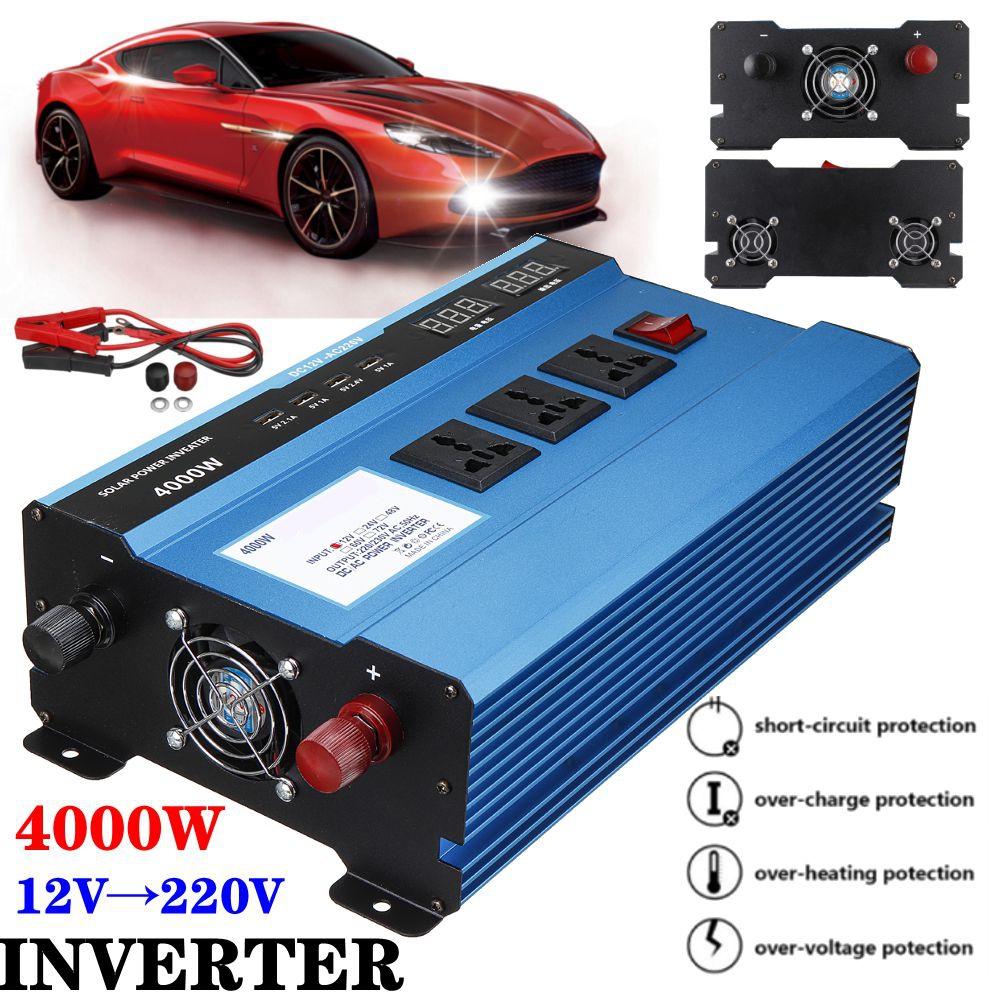 DC 2200/4000W 12/24V To AC 220V Voltage Transformer Adapter Charging Converter Car Inverters Modified Sine Wave Solar Power