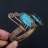 Charming Turquoise Gemstone Pure Copper Wire Wrapped Handmade Cuff/ Bangle Jewelry Adjustable