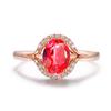 Inlaid 4 Carat Pigeon Egg Red Garnet Ring Rose Gold Plated Aquamarine Live Ring
