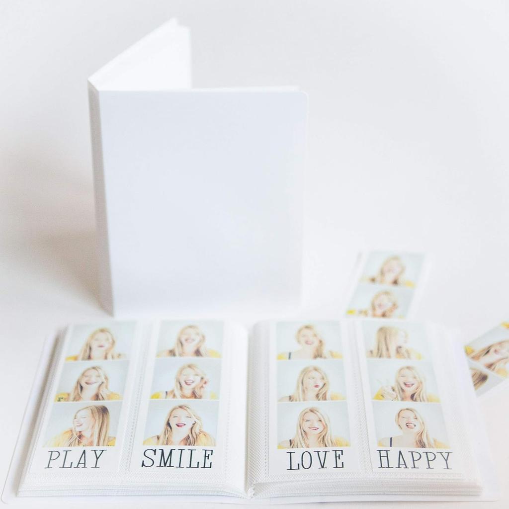 Photo Booth Photo Album - For Wedding or Party- Holds 120 Photobooth 2x6 Photo Strips - Slide In (WHITE)