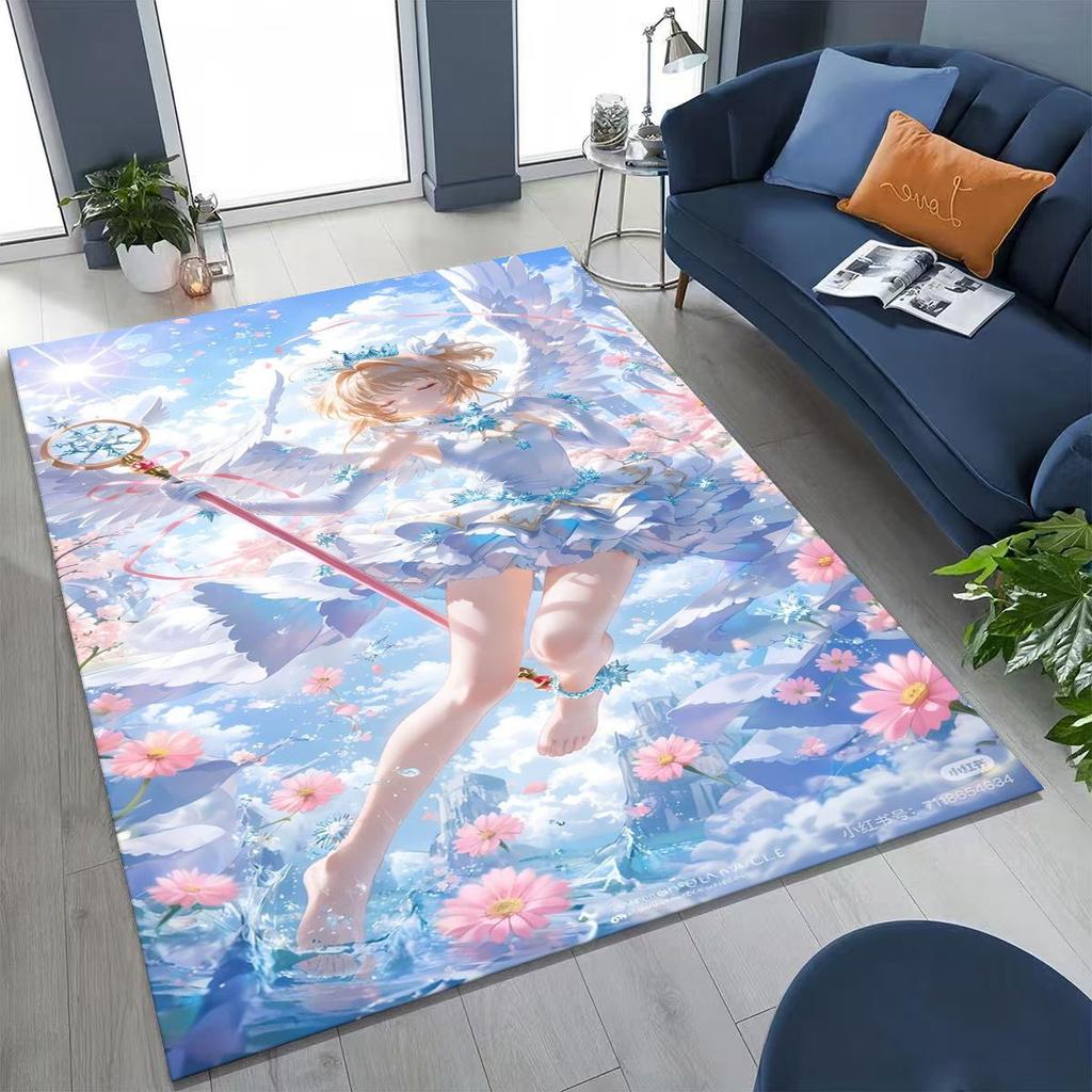 Милый мультяшный коврик с аниме-артом «Карточный ловец Сакура» для спальни, гостиной, дивана, домашний придверный коврик, декор, детский нескользящий коврик для пола