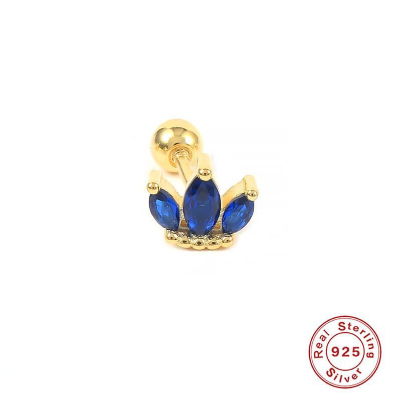 Серьги-гвоздики с маленькой короной и бриллиантовой нитью из стерлингового серебра 925 пробы, самые продаваемые трендовые гвоздики для ушных косточек