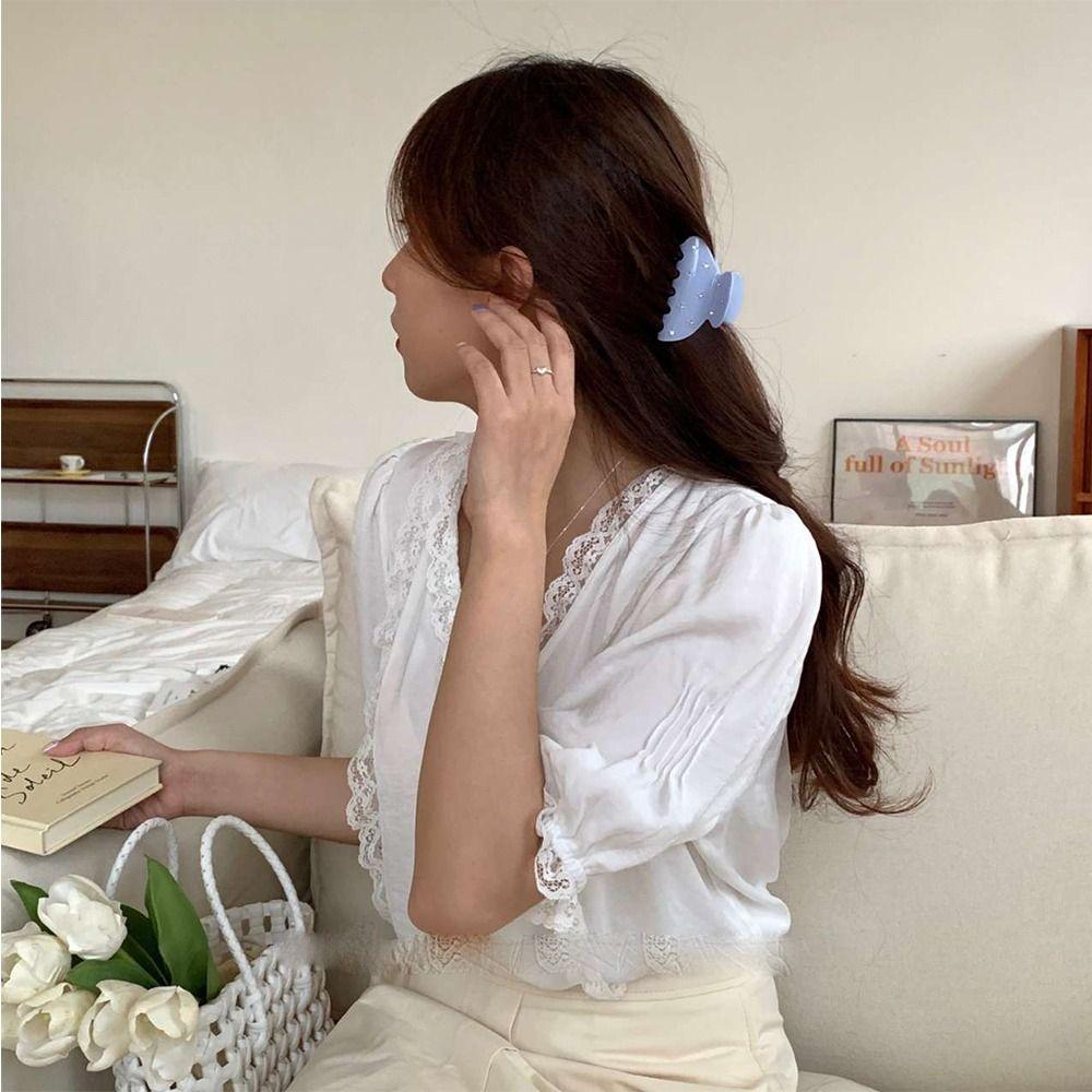 Semicircle Hair Accessory Rhinestone Girls Hair Claw Hair Clip Korean Style Shark Clip Headwear