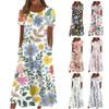 Women's Casual Dresses Printed Dresses Summer Dresses Printed Pleated Round Neck Midi Dresses Basic Classic Outdoor Daily Short Sleeve Loose Dresses