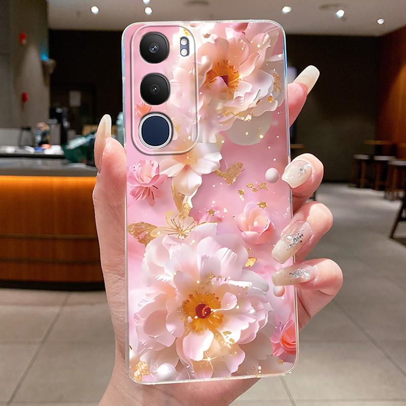 For Vivo Y29 5G V2420 Cover Vivo Y19s V2419 Case Clear Luxury Butterfly Fashion Flowers Coquette Painted Soft Slim Phone Case