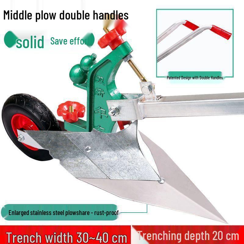 Manual Hand-Pulled Plow: Micro-Tiller & Ridger - Ideal for Seniors and Home Use