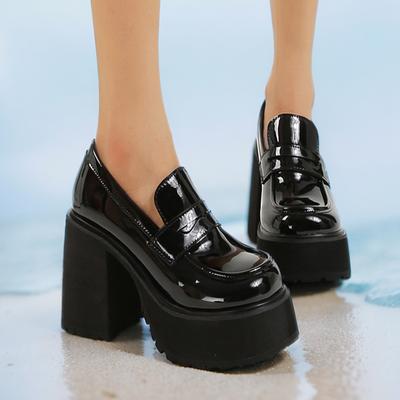 Мода 11см Сверхвысокие каблуки Водонепроницаемая платформа Новые женские Большого размера 34-43 На шнуровке Толстая подошва Круглый носок Одинарная обувь Zapatos Mujer