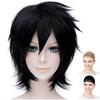 CaseEden Cosplay Wig, Short, 30cm, Heat-Resistant, Black Hair, Includes 2 Wig Nets