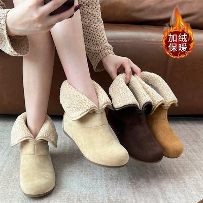 Шерстяная версия~ маленькие ремни нескользящие невидимая внутренняя высота увеличение короткие ботинки женские теплые зимние ботинки двойной носки бархатные хлопковые туфли