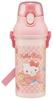 Skater Children's Plastic Water Bottle, 480ml, One-Push Opening, Child-Friendly, Lightweight, Made In Japan, Sanrio Hello Kitty Big Ribbon, Girls',