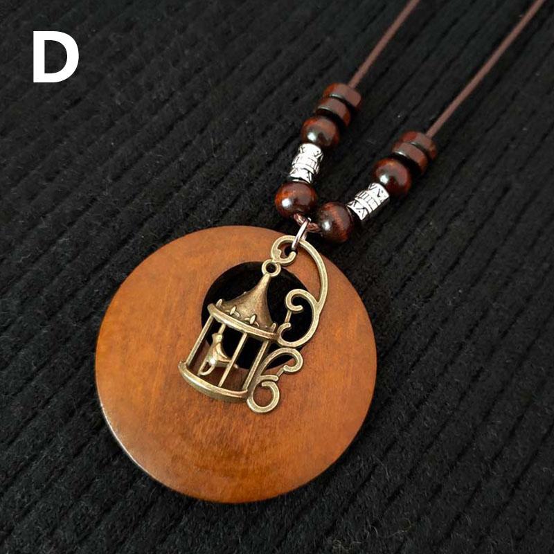 1 шт., длинная цепочка-колье с листьями, подвеска из бисера, деревянное ожерелье, подарок, ювелирные изделия в этническом стиле, винтажные