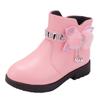 Botines Girl Boot Girl Mid Length Warm Leather Boot Baby Bow Cute Cotton Shoe Plush Winter New Student Two Cotton Boot Kid Shoe