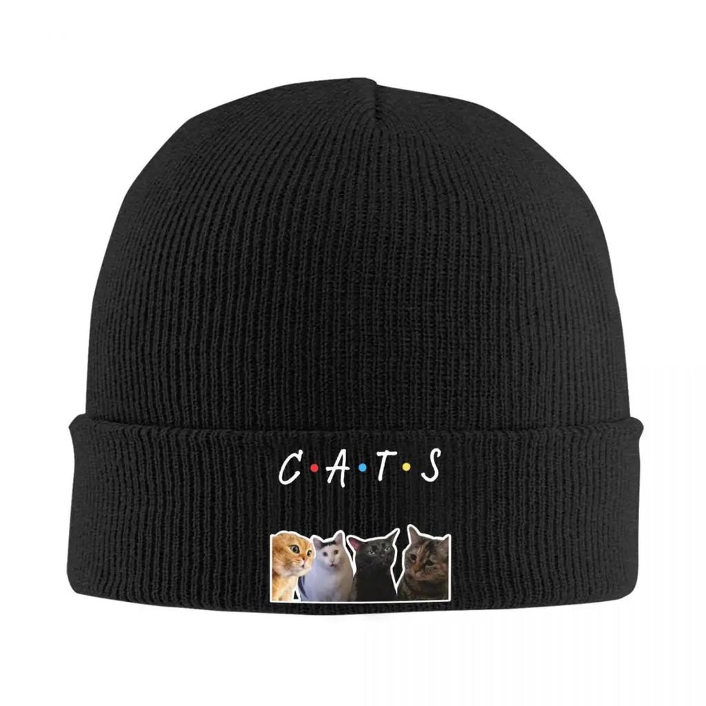 New Cats Meme Cats From Viral Hat Autumn Winter Beanie Baggy Cap Unisex Knitted Hat
