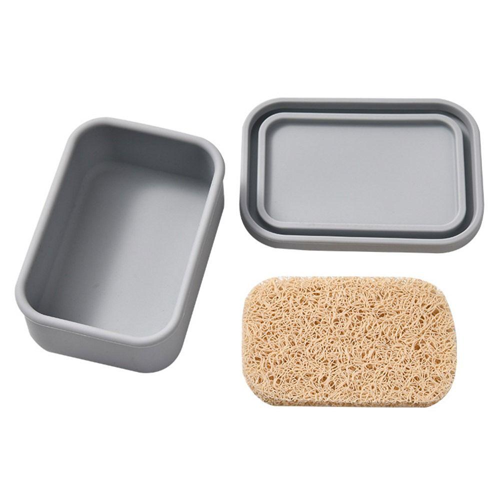 Silicone Drain Soap Dish Square Storage Box Multifunction Travel Soap Box Food Storage
