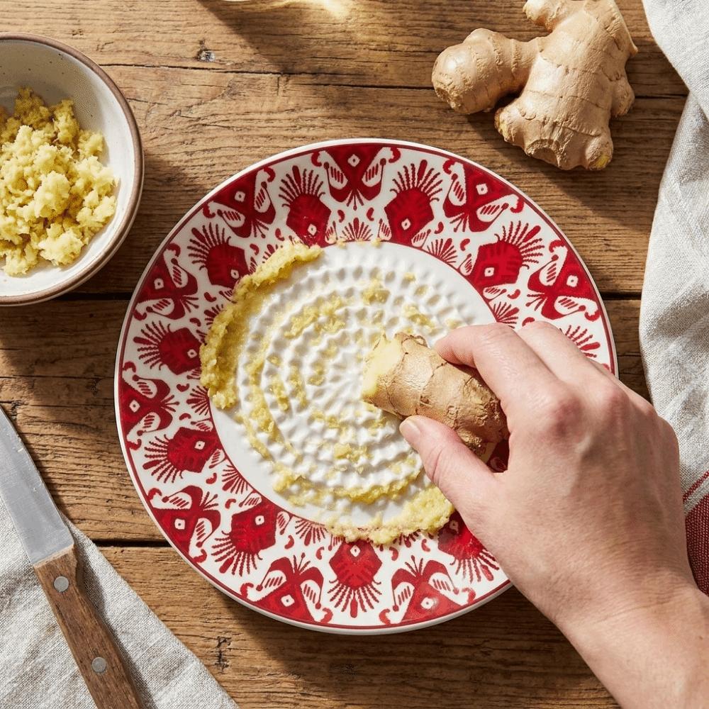Floral Garlic Grater Plate Easy Clean Garlic Masher Eco-Friendly Ceramic Grater Vegetable Grinding