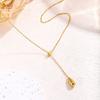 Y-shaped Water Drop Tassel Necklace Titanium Steel Collarbone Chain Metal Necklace  Jewelry Gifts