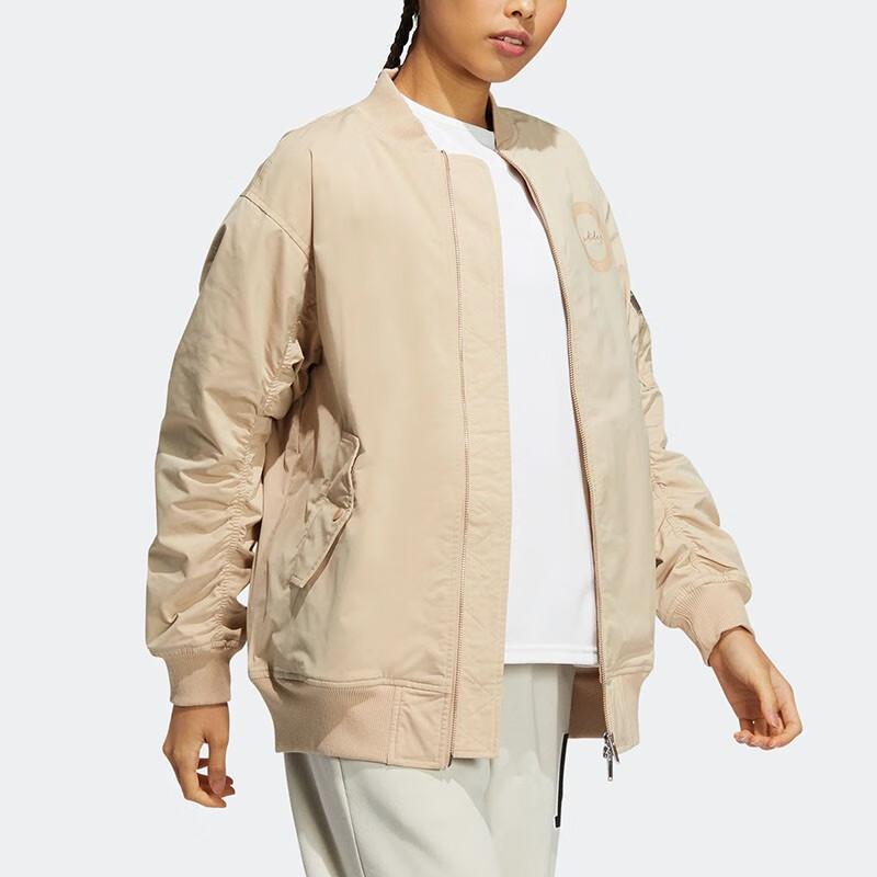 adidas Теплая куртка Neo с однотонным принтом и логотипом на молнии, женская верхняя одежда цвета хаки IB2725