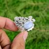 Natural Blue Lace Agate Gemstone 925 Silver Promise Adjustable Ring For Girls