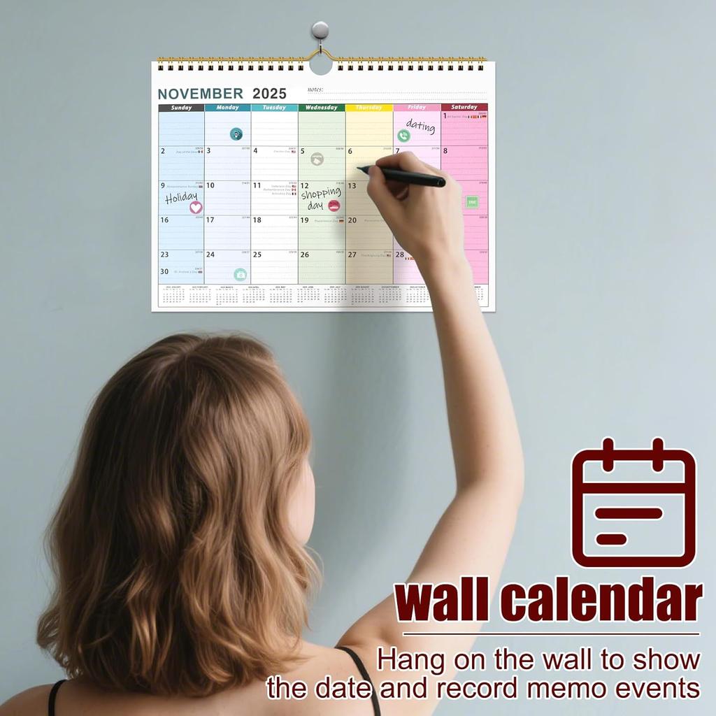 Meetory Desk Calendar 2025-2026, 11.81" x 8.46" 18-Month School Year Desk/Wall Calendar From 2025 JuLY- 2026 Dec, Seasonal Desktop Calendar for Home,