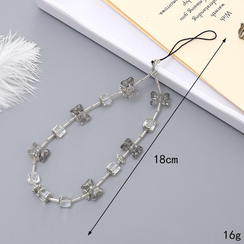 Korean Love Heart Beaded Phone Chain & Keychain Set for Women