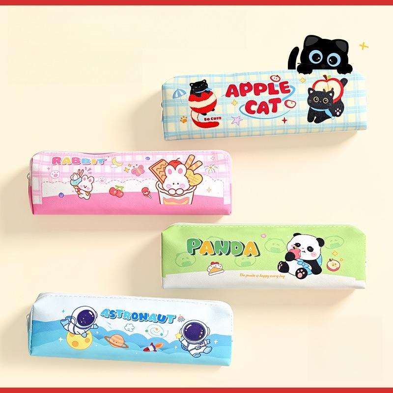 Cartoon Pencil Case Cute PU Kids Kindergarten School Supplies Gift