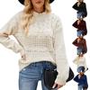 Ayollar uchun kundalik beparvo bir rangli moda uzun qisma O-bo'yin sviter to'pi