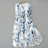 Women's Fashion Vintage Floral Print Lapel Button Three Quarter Sleeves Strappy Dress