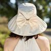 Шляпа-козырек с бантом 2025 лето новая с широкими полями защита от УФ-лучей виниловая шляпа от солнца уличная шляпа-панама