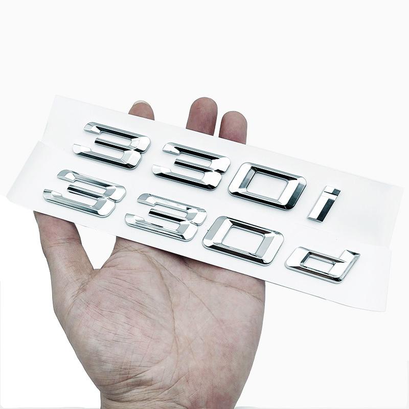 3D ABS Chrome Black Logo 330i 330d Emblem Letters Sticker Car Trunk Badge For E46 E90 E91 E92 G20 E30 F30 Car Accessories