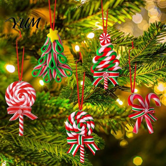 Walking Stick Ornaments 16 Pcs Christmas Lollipop Ornaments, Red Green Striped Peppermint Swirl Candy Cane Tree Hanging Decoration, Colorful