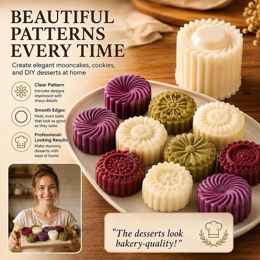Non-Stick Hand Press Mooncake Mold Double‑Sided DIY Pastry Stamp Cookie Pastry Mold Gift Making