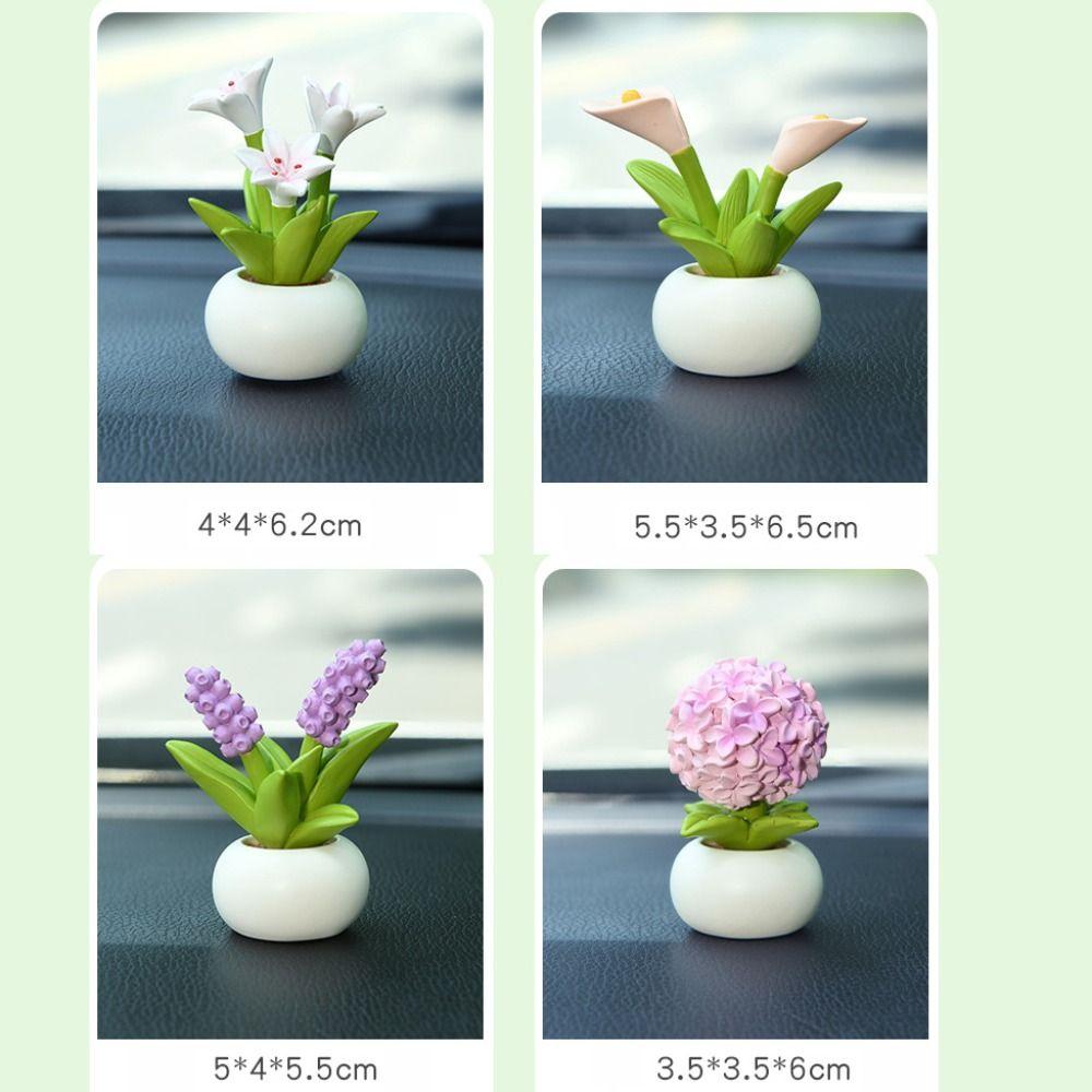 Simulation Flower Pot Car Decoration Hyacinth Center Console Ornament Car Interior Accessor  Car